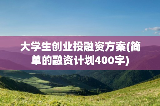 大学生创业投融资方案(简单的融资计划400字)