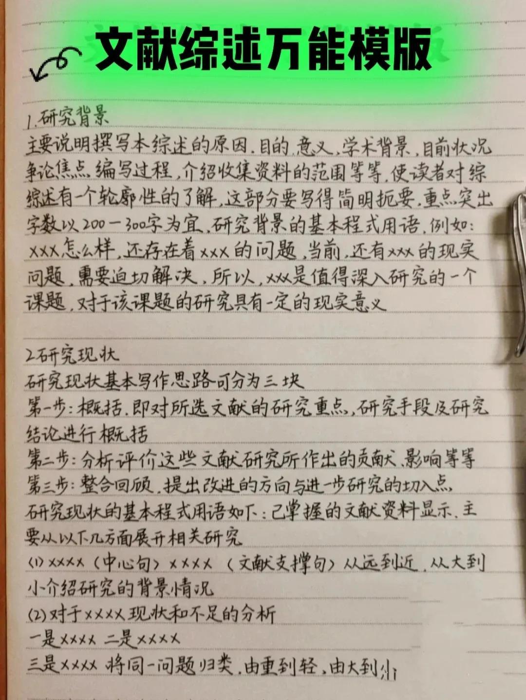 结语怎么写论文 文献综述万能模板，写论文用的上