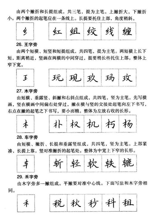 楷书常见偏旁部首的书写方法及例字（左偏旁）6